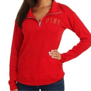 Victoria's Secret PINK Red Half-Zip Sweatshirt
